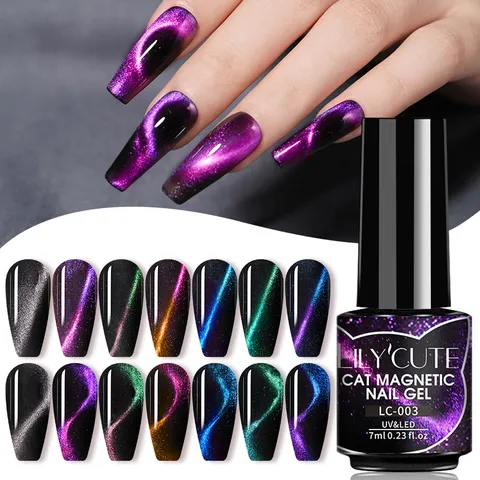 Lily'Cute Kattenoog Magnetische Nagelgellak Fonkelend Reflecterend Diamant Laser Nail Art Ontwerp Vrouwen
