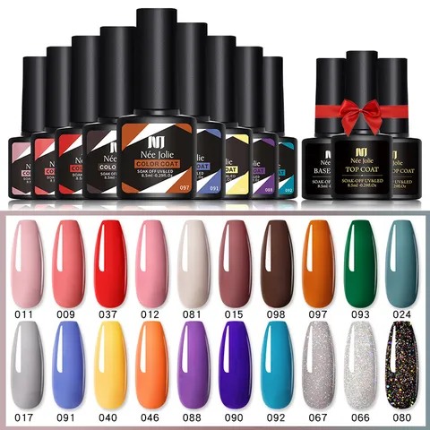 Nee Jolie Kit de Vernis à Ongles Gel UV LED 8.5ml Soak Off Gel de Photothérapie pour Manucure Décoration d'Ongles DIY Cadeau Femme