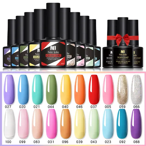 Nee Jolie Kit de Vernis à Ongles Gel UV LED 8.5ml Soak Off Gel de Photothérapie pour Manucure Décoration d'Ongles DIY Cadeau Femme