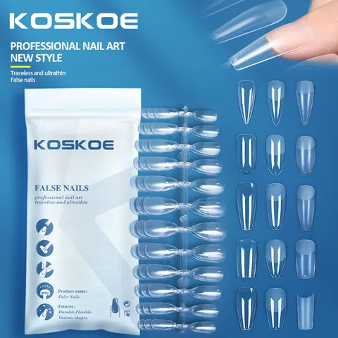 Faux Ongles à Couverture Totale Professionnels Transparents Ongles à Presser pour Femmes Art des Ongles DIY Ultraminces Flexibles