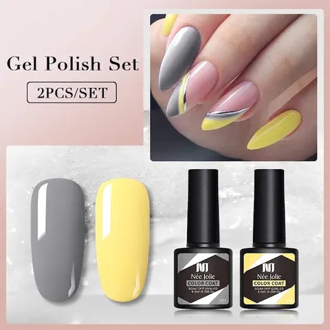 Nee Jolie Ensemble de Vernis Semi Permanent Couleur Unie Paillettes UV LED Soak Off Vernis à Ongles Base Top Coat pour Manucure