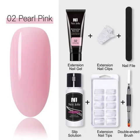 Kit Professionnel de Gel d'Extension d'Ongles Poly pour Femmes Outils d'Art des Ongles Longue Durée Manucure DIY Pinceau Gel de Construction Rapide