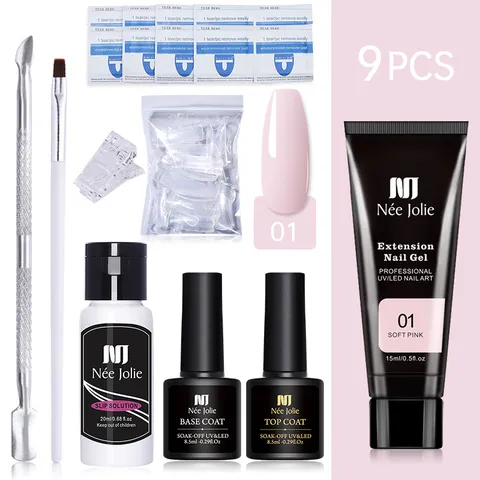 Née Jolie Kit de Gel d'Extension d'Ongles Professionnel Quick Builder Gel UV LED avec Slip Solution Pinceau Outils de Manucure pour Femmes