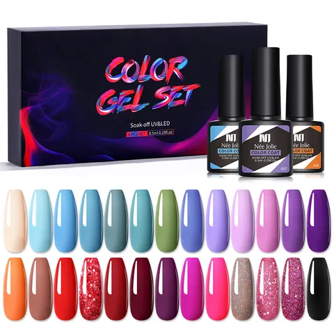 Professional Multicolor UV LED Gel Polish Set For Women Soak Off Nail Art Manicure Polish Set Color Gel Varnish