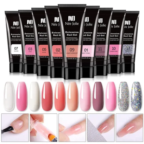 Gel d'Extension d'Ongles UV LED Builder Poly Gel Solution de Manucure Professionnelle pour Construction Rapide sous Lampe Salon Home Nail Art Décor