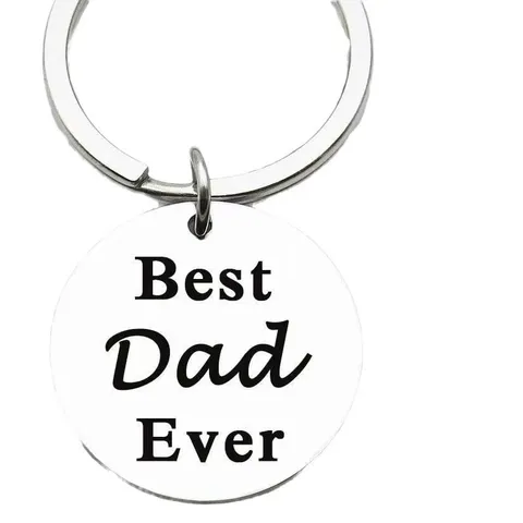 Inspirerende Roestvrijstalen Sleutelhanger Best Mom Dad Grandpa Papa Mimi Ever Lasergegraveerde Ronde Hanger Cadeau