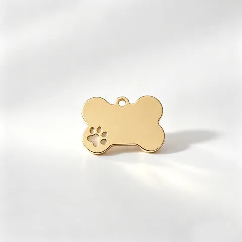 Stainless Steel Bone Shape Pet ID Tag For Dogs And Cats Paw Print Hollow Anti-lost Nameplate Necklace Pendant Metal Plate