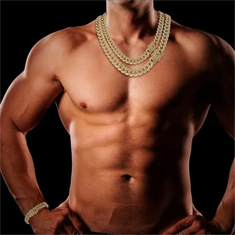 Hip Hop Cuban Link Chain Necklace For Men Women Iced Out Rhinestone Alloy Gold Silver Rose Gold Bracelet Neckwear Fashion Jewelry