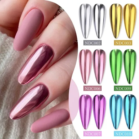 Nicole Diary Poudre de Chrome Solide pour Ongles Effet Miroir Métallique Pigment Holographique Laser pour Décoration de Manucure