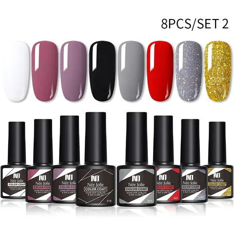 Née Jolie Gel Nagellack Meerkleurig UV LED Soak Off Glitter Mat Manicure Kit Voor Vrouwen DIY Nail Art