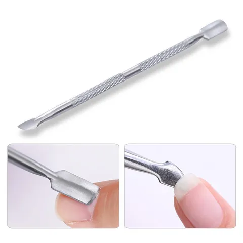 Professional Stainless Steel Dual-Ended Nail Cuticle Pusher Dead Skin Remover Manicure Tool Silver Metallic Nail Care Supply