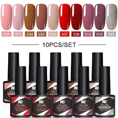 Nee Jolie Collection de Vernis à Ongles Gel Professionnel Soak Off UV LED Kit de Manucure Brillant Mat Pailleté Qualité Salon