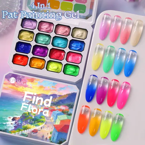 16 Colors Solid Pat Painting Gel Set For Gradient Blush Nail Art Palette Waterproof High Pigment Soak Off Pudding Gel