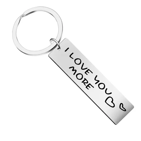 Stainless Steel Engraved Keychain Inspirational Message For Dad Mom Husband Wife Drive Safe I Love You Heart Key Ring Gift