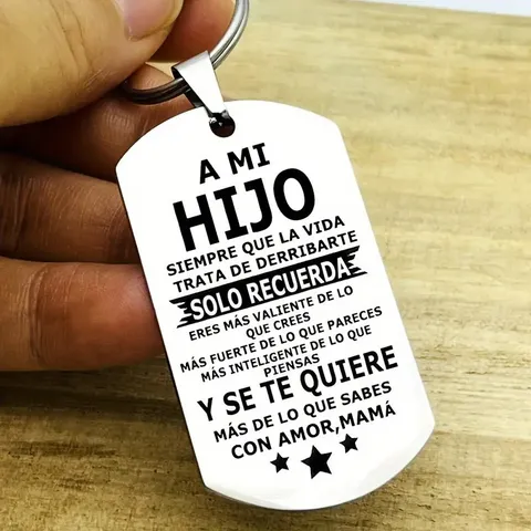 Inspirational Stainless Steel Keychain Engraved Dog Tag Pendant For Women Men Mother Daughter Son Husband Gift Backpack Accessories