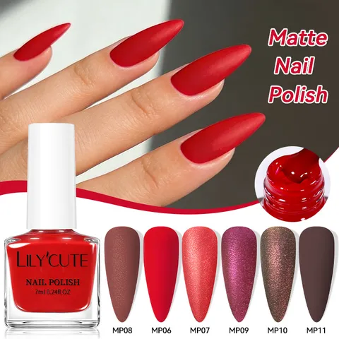Vernis à Ongles Mat LILY'CUTE Séchage Rapide Air Sec Automne Hiver Nude Rouge Brun Fini Mat Vernis à Ongles Professionnel