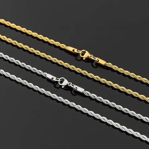 Minimalist Alloy Curb Chain Necklace For Women Gold Silver Plated Twist Clavicle Chain Versatile Fashion Link Chain Jewelry Gift
