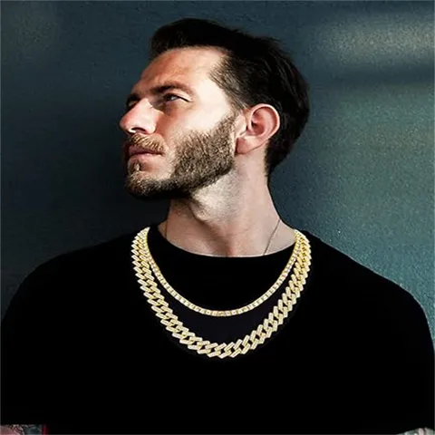 Hip Hop Cuban Chain Necklace Luxury Rhinestone Inlaid Alloy Neck Jewelry For Men Women Rap Streetwear Fashion Chain Necklace