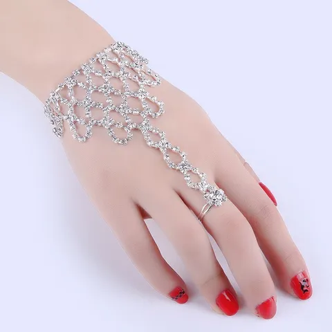 Luxury Rhinestone Butterfly Slave Bracelet Hand Chain And Ankle Foot Harness Jewelry Set For Women Bridal Wedding Jewelry