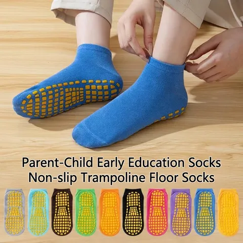 Calcetines de Trampolín Antideslizantes Profesionales Para Niños Y Adultos Poliéster PVC Gripper Dots Calcetines de Suelo Para Yoga Educación Temprana Parque Infantil