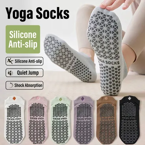 Women Anti-Slip Yoga Socks Breathable Pilates Floor Socks Cotton Grip Socks For Home Fitness Workout Sports