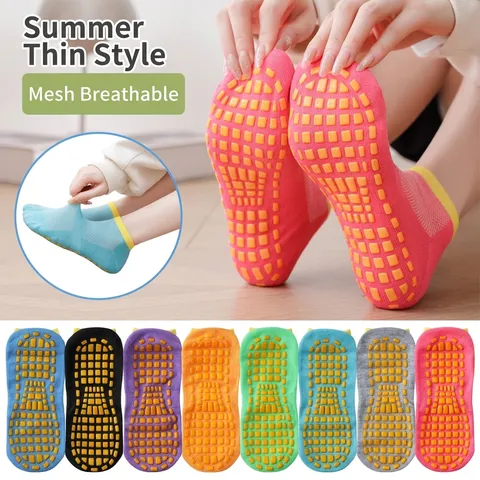 Unisex Mesh Atmungsaktiv Rutschfest Trampolin Socken Für Kinder Erwachsene Yoga Indoor Sport Baumwollmischung Boden Socken