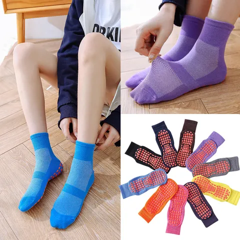 Professionelle Trampolin Anti-Rutsch-Socken Für Kinder Und Erwachsene Atmungsaktive Mesh Wadenhoch Baumwollsocken Mit Silikon-Grips Für Sport Spielplatz Yoga