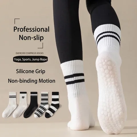 Vrouwen Professionele Antislip Yoga Sokken Mid-kuit Pilates Grippy Sport Sokken Voor Fitness Hardlopen Indoor Training