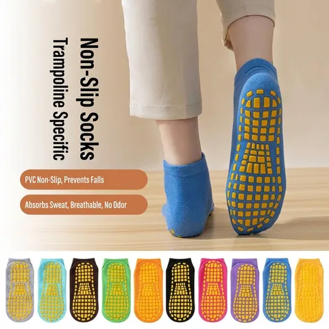 Calcetines de Trampolín Antideslizantes Profesionales Para Niños Y Adultos Poliéster PVC Gripper Dots Calcetines de Suelo Para Yoga Educación Temprana Parque Infantil