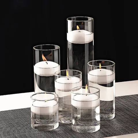 Modern Transparante Cilindrische Glas Kandelaar Helder Drijvende Kaarsenbeker Voor Romantisch Diner Bruiloft Feest Woondecoratie