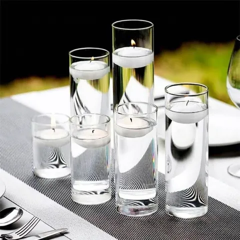 Transparenter Borosilikatglas Zylinder Kerzenständer Schwimmkerzenbecher Für Romantische Hochzeit Party Abendessen Dekoration