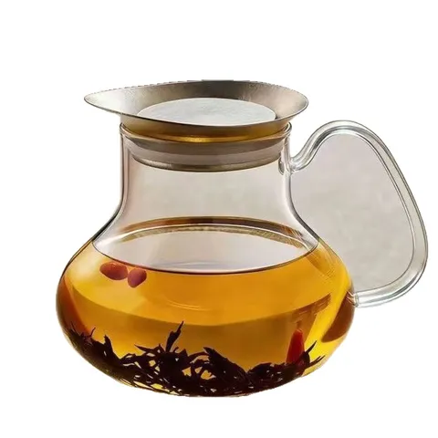 Théière en Verre Borosilicaté Avec Couvercle en Titane Pur Et Filtre Résistant à la Chaleur Clair Infuseur