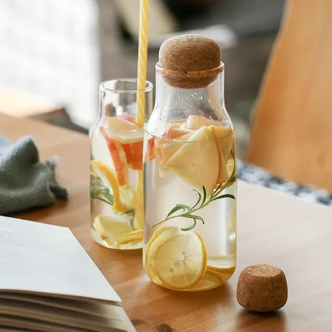 Bocal de Conservation en Verre de Borosilicate Avec Bouchon en Liège Bocal Scellé Récipient pour Thé et Café