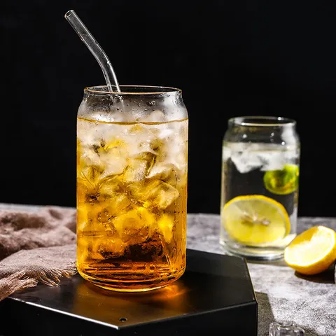Dosenförmiges Borosilikatglasbecher Transparent Saft Kaffeetasse Handgefertigt Hitzebeständig Getränk Trinkgläser Für Zuhause Büro