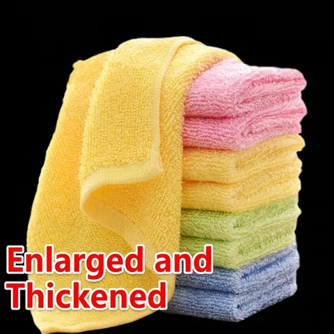 Thickened Wood Fiber Kitchen Dishcloth Oil Resistant Highly Absorbent Reusable Cleaning Rag For Household Dish Washing Pot