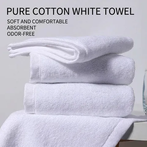 Solid White Pure Cotton Square Towel Thick Terry Absorbent Hand Towel For Hotel Restaurant Kitchen Home Soft Cleaning Washcloth