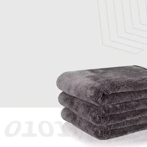 Panno per Asciugatura Auto in Microfibra Ciclo Intrecciato Trama a Treccia Alta Assorbenza Grigio Panno per Pulizia Doppio Lato