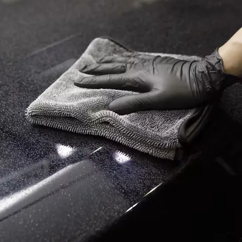 Panno per Asciugatura Auto in Microfibra Ciclo Intrecciato Trama a Treccia Alta Assorbenza Grigio Panno per Pulizia Doppio Lato
