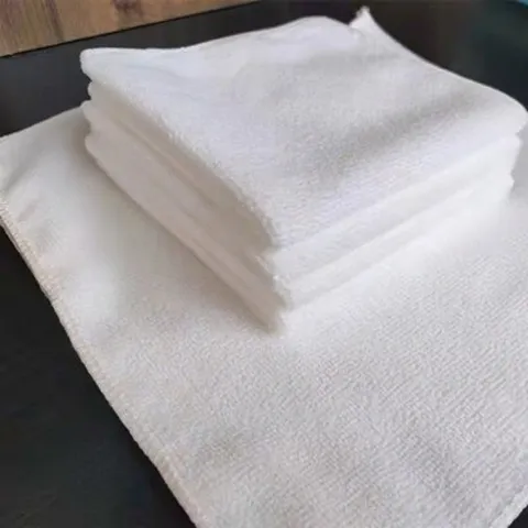 White Microfiber Square Towel Lint-Free Absorbent Kitchen Cleaning Cloth Bakery Restaurant Hand Towel Soft Warp Knitted Cloth