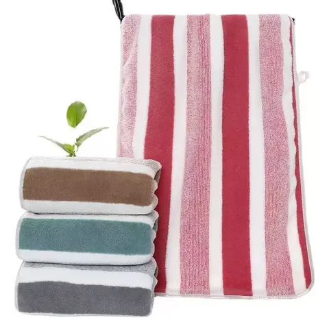 Striped Coral Fleece Absorbent Bath Towel For Home Bathroom Soft Quick Dry Thickened Towel And Bath Towel For Daily Use