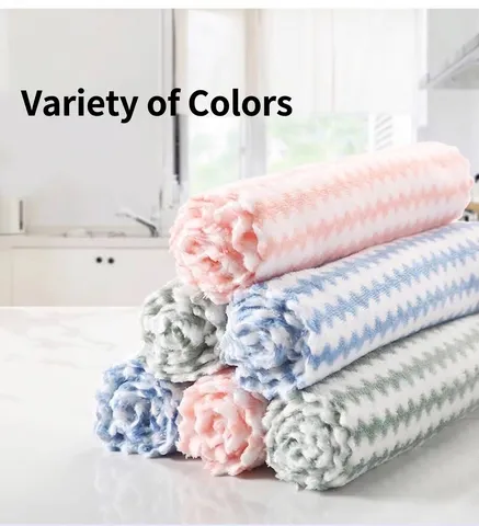 Highly Absorbent Microfiber Kitchen Dish Cloths Striped Soft Cleaning Towels For Washing Dishes Non-Linting Multi-Purpose Household Rags