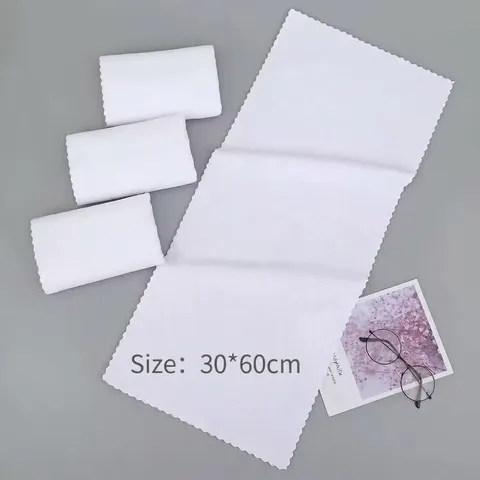 Disposable White Towel Absorbent Warp Knitted Microfiber Cleaning Cloth Scalloped Edge For Hotel Salon Barber Spa Household