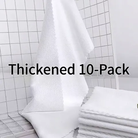 White Microfiber Towel Thickened Absorbent Quick Drying Washcloth For Home Hotel Bathroom Cleaning Disposable Face Hand Towel
