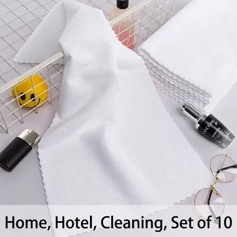 White Microfiber Towel Thickened Absorbent Quick Drying Washcloth For Home Hotel Bathroom Cleaning Disposable Face Hand Towel