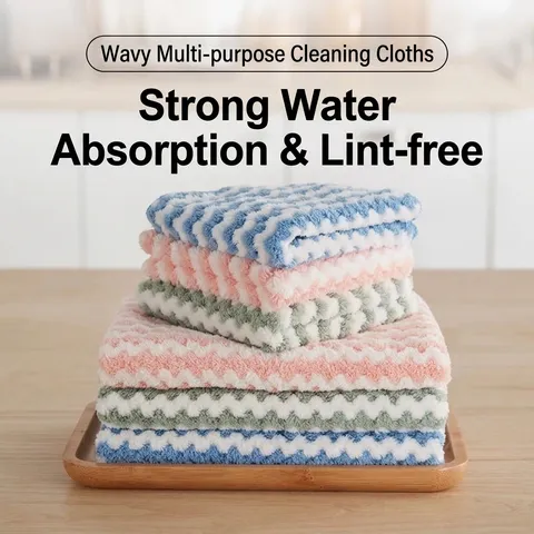 Highly Absorbent Microfiber Kitchen Dish Cloths Striped Soft Cleaning Towels For Washing Dishes Non-Linting Multi-Purpose Household Rags