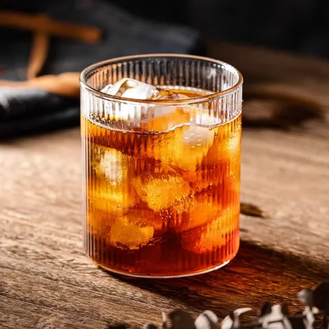 Modern Borosilicate Ribbed Glass Cup Heat Resistant Vertical Stripe Transparent Coffee Mug Ins Style Clear Water Glass