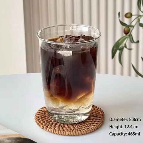 Taza de Vidrio de Borosilicato Alto Estilo Ins Lujo Ligero Transparente Capa Única para Café Leche Jugo Hogar Oficina