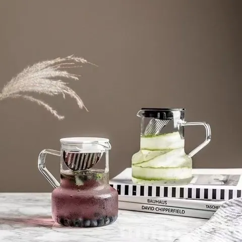 Cafetière Moderne En Verre Borosilicaté Avec Filtre En Acier Inoxydable Texture Côtelée Pichet À Thé Transparent Résistant À La Chaleur Pour Maison Bureau