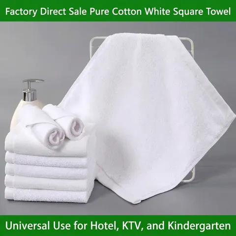 White Cotton Square Towels Absorbent Kitchen Cleaning Cloths Hand Towels For Restaurant Hotel Kindergarten 10 Pieces Pack