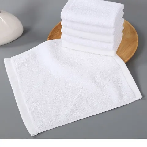 White Cotton Square Towels Absorbent Kitchen Cleaning Cloths Hand Towels For Restaurant Hotel Kindergarten 10 Pieces Pack